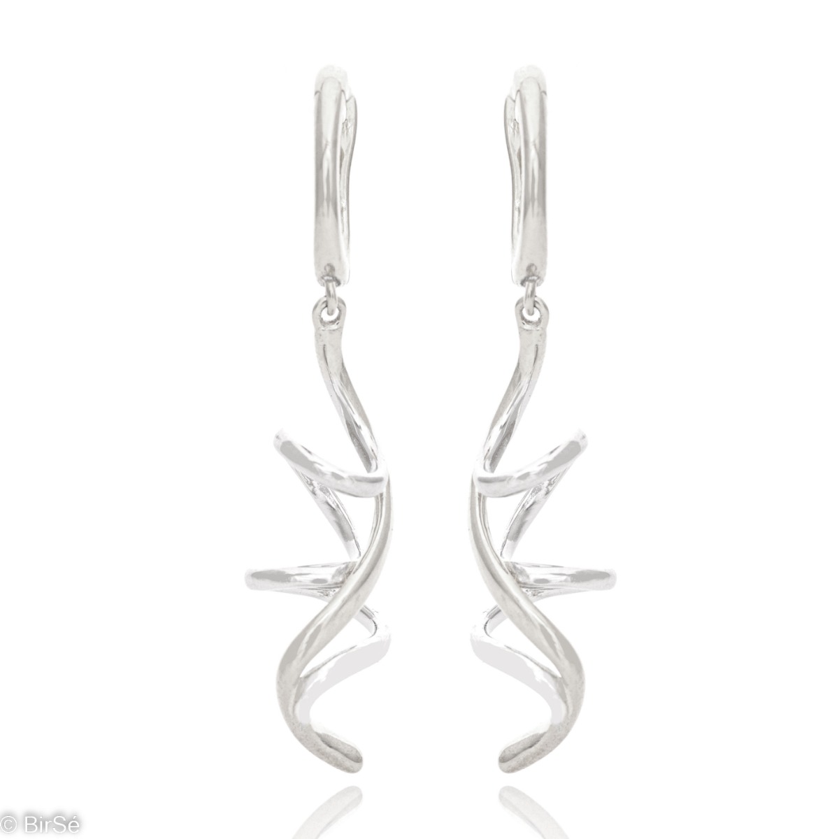 Elegant women's earrings in the shape of a fine spiral. Stylish workmanship from a gentle combination of vision with rhodium-plated silver. A spectacular model from the new BirSe collection with an English fastening - preferred and comfortable for ladies.