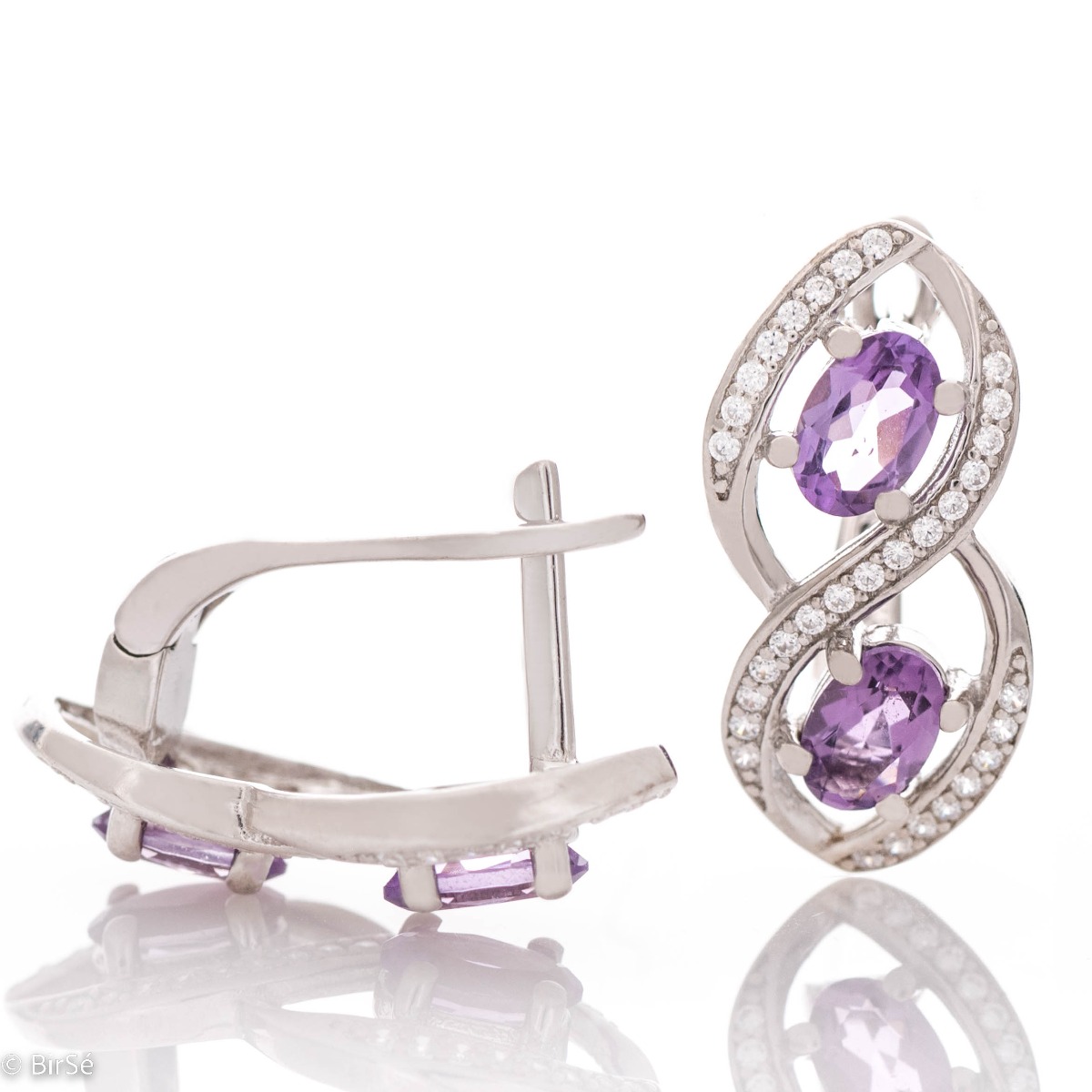 Silver earrings - Natural Amethyst 0,92 ct.