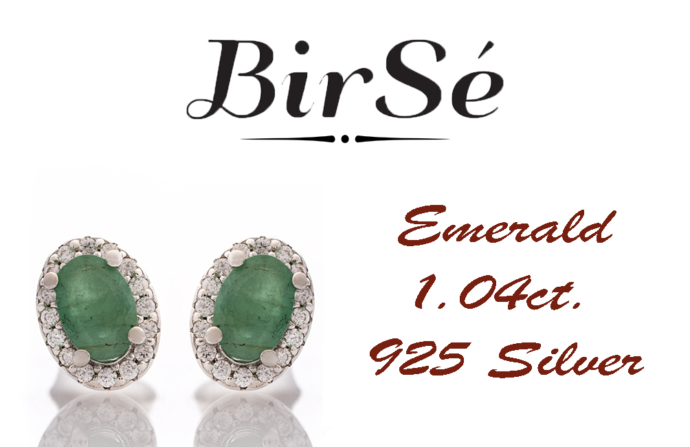 Divine Vision - Amazing silver earrings with a spectacular look and stud fastening. An elegant composition made of a fine combination of rhodium-plated silver with an exquisite emerald and dazzling zircons.