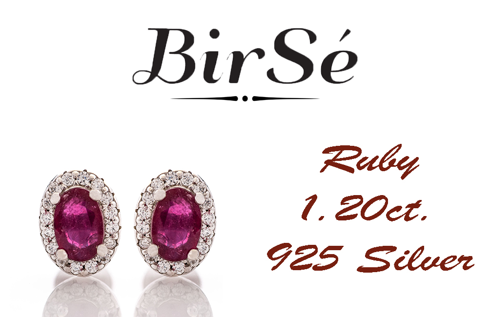 Royal perfection - stunning silver earrings with a spectacular look and pin fastening. An elegant composition made of a fine combination of rhodium-plated silver with a royal ruby ​​and dazzling zircons.