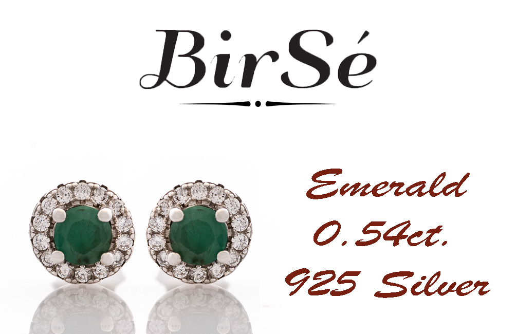 Exquisite beauty - stunning sterling silver earrings with a delicate look and pin fastening. An elegant composition made of a fine combination of rhodium-plated silver with an exquisite emerald and dazzling zircons.