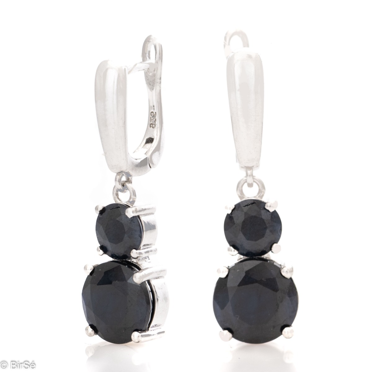 Elegant magnetic natural sapphire dangle earrings in various shapes and sizes, complete with exquisite rhodium silver craftsmanship. The clasp is English type, comfortable and secure.