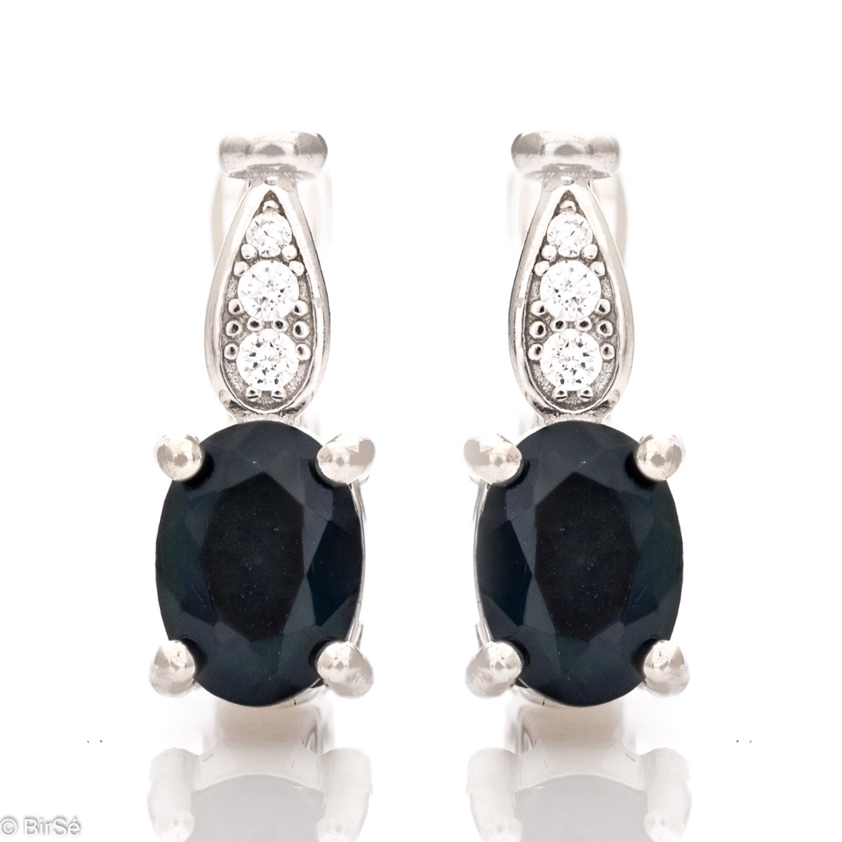 Exquisite craftsmanship of our new English clasp earrings and beautiful design, combining a unique stone natural black opal and zircons.