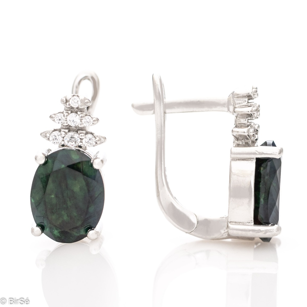 Elegant women's earrings of English clasp and spectacular shape with delicate workmanship entirely of rhodium-plated silver and an exquisite combination of natural black opal with sparkling zircons.