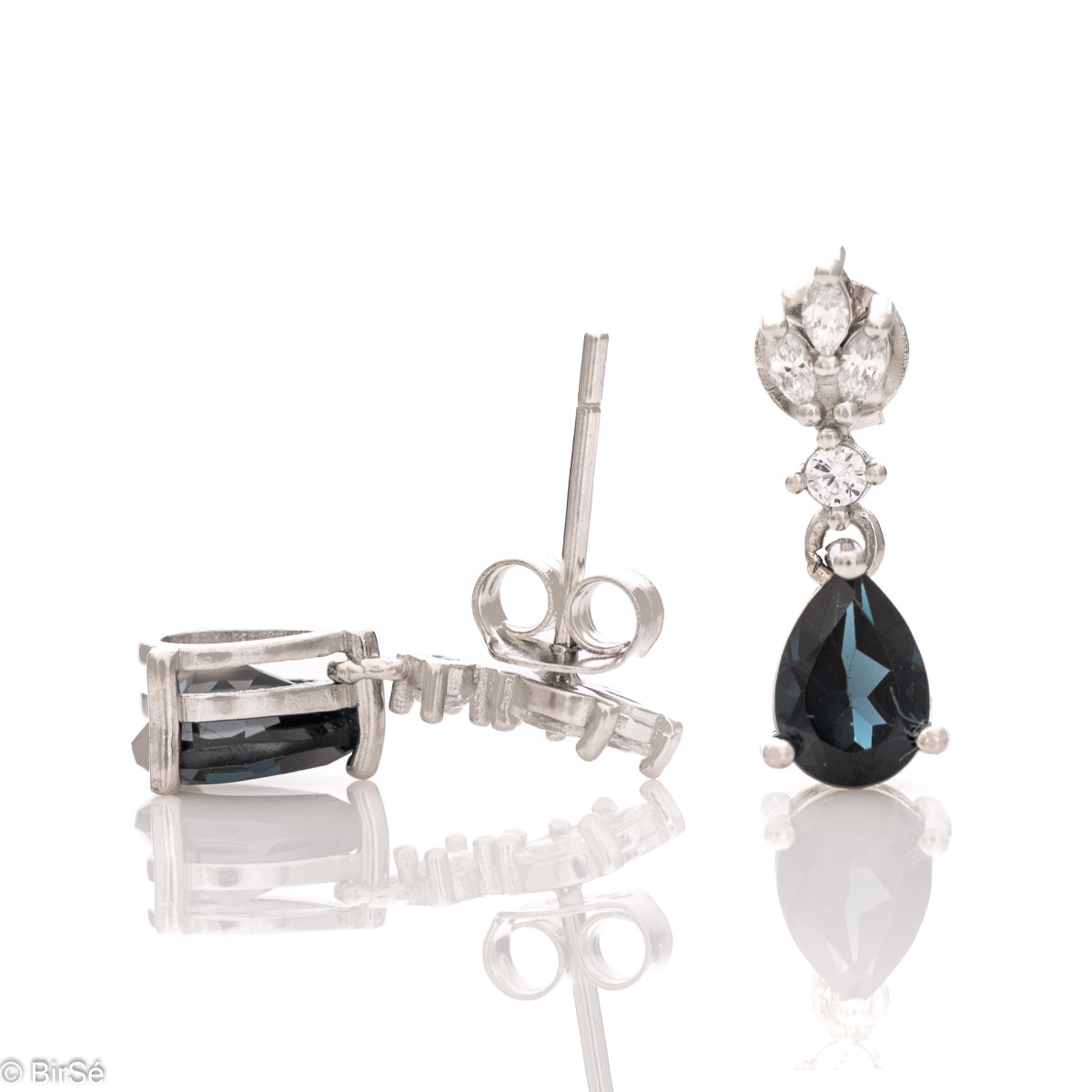 Natural London Topaz Sterling Silver Earrings - Tempting drop earrings. Delicate zircons give way to a stunning natural London topaz, gathering all eyes.