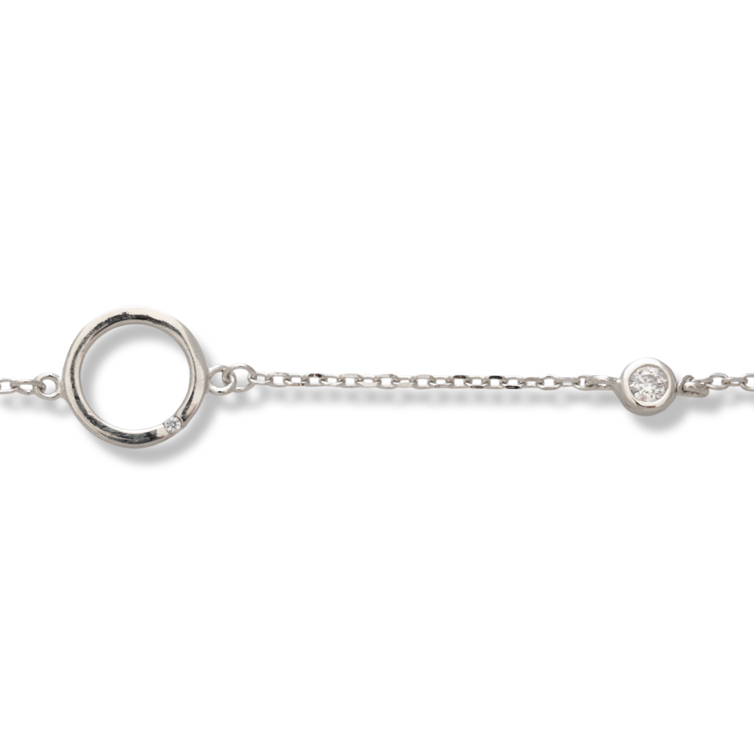 Elegant women's bracelet made of soft silver with exquisite workmanship, decorated with fine elements and sparkling zircons. The bracelet has an extension, for greater convenience when adjusting the length.