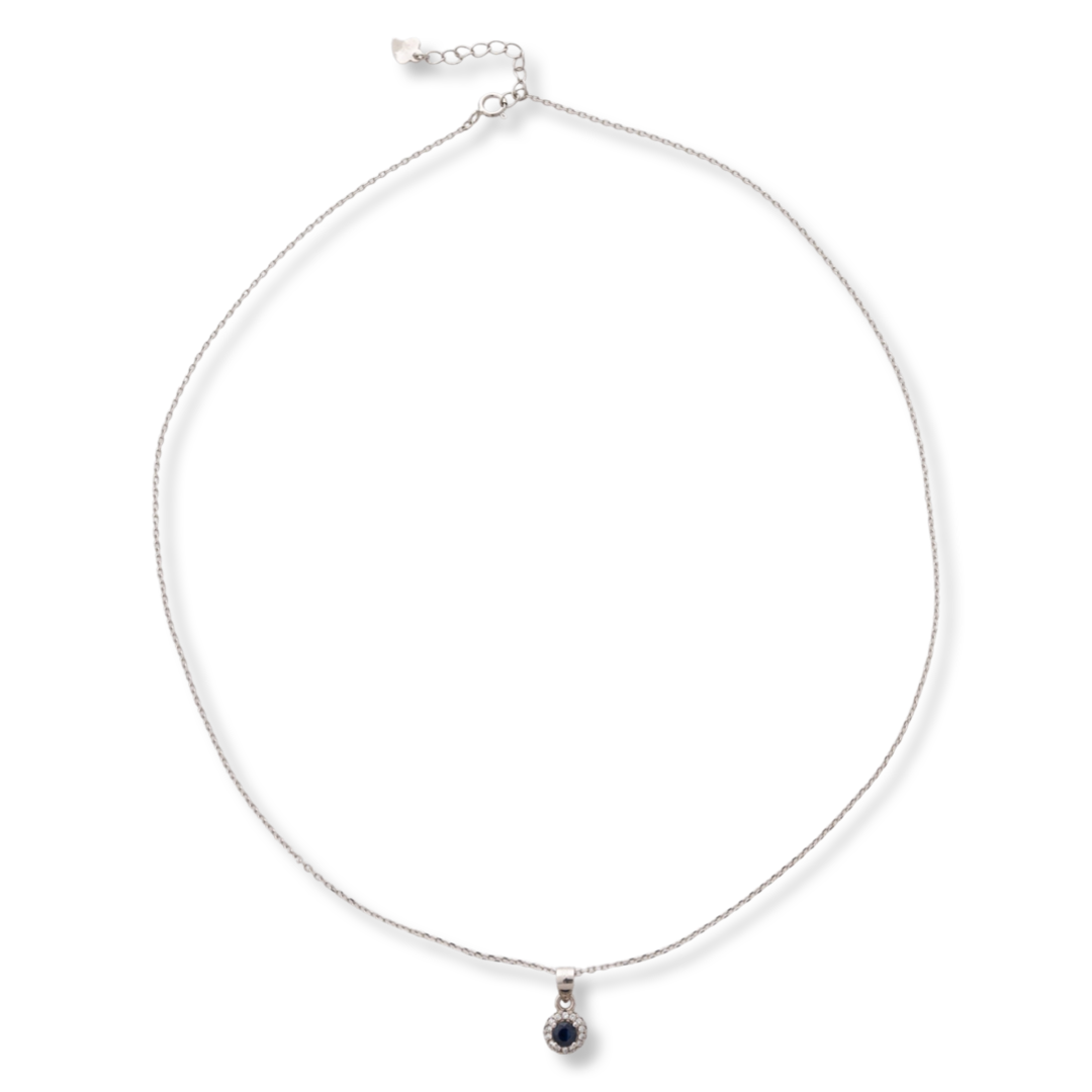 Silver necklace – Natural Sapphire 0,34 ct.