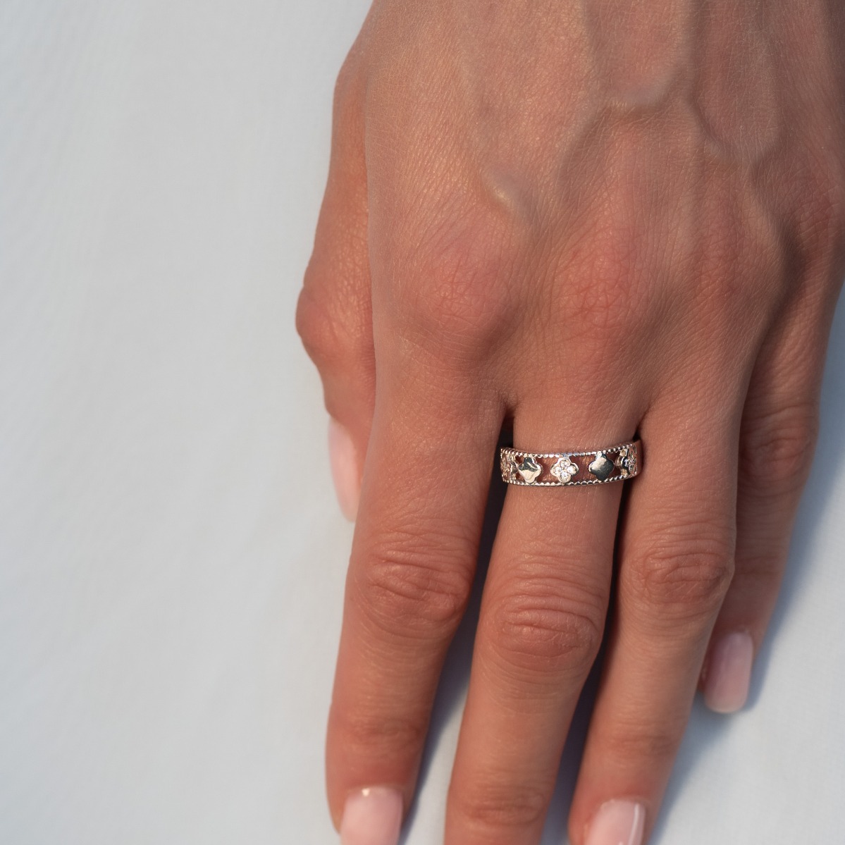 Silver Ring with Flowers