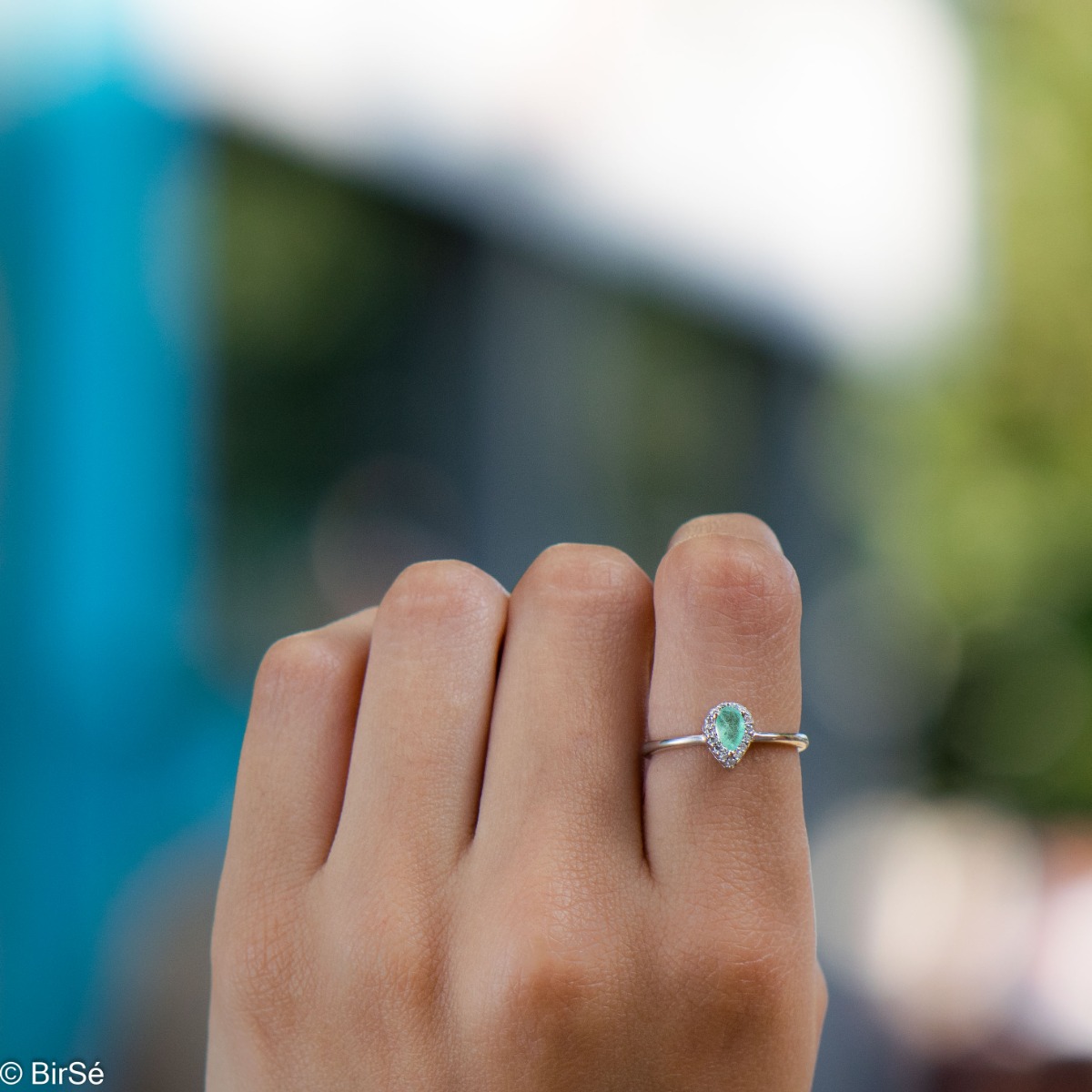 Silver Ring - Natural Emerald 0,45 ct.