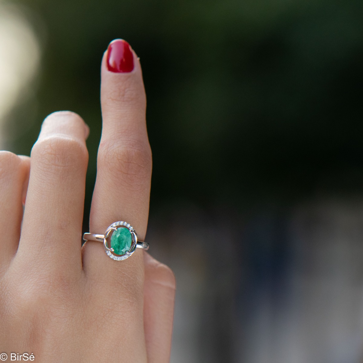 Silver Ring - Natural Emerald 0,85 ct.