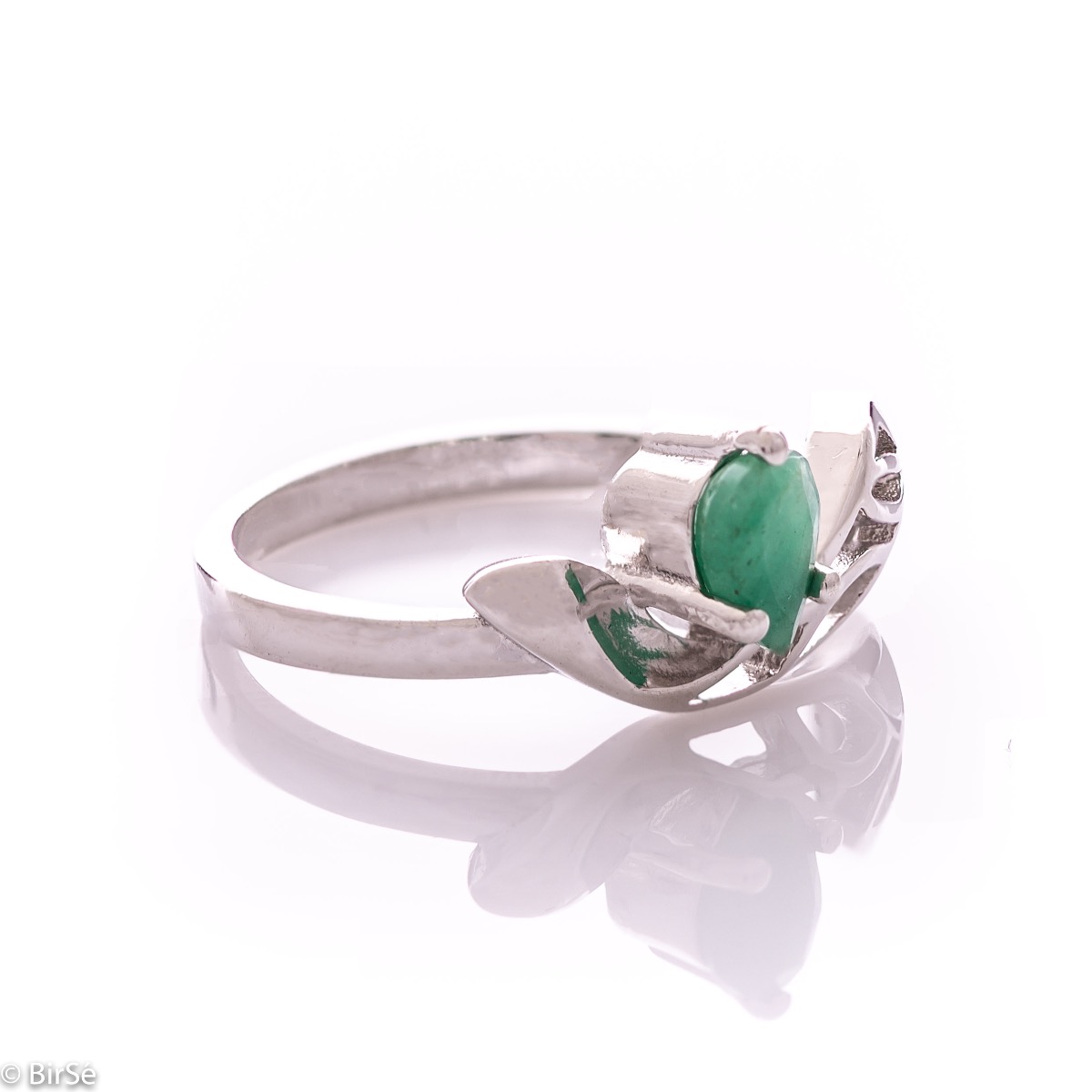 Silver Ring - Natural Emerald 0,45 ct