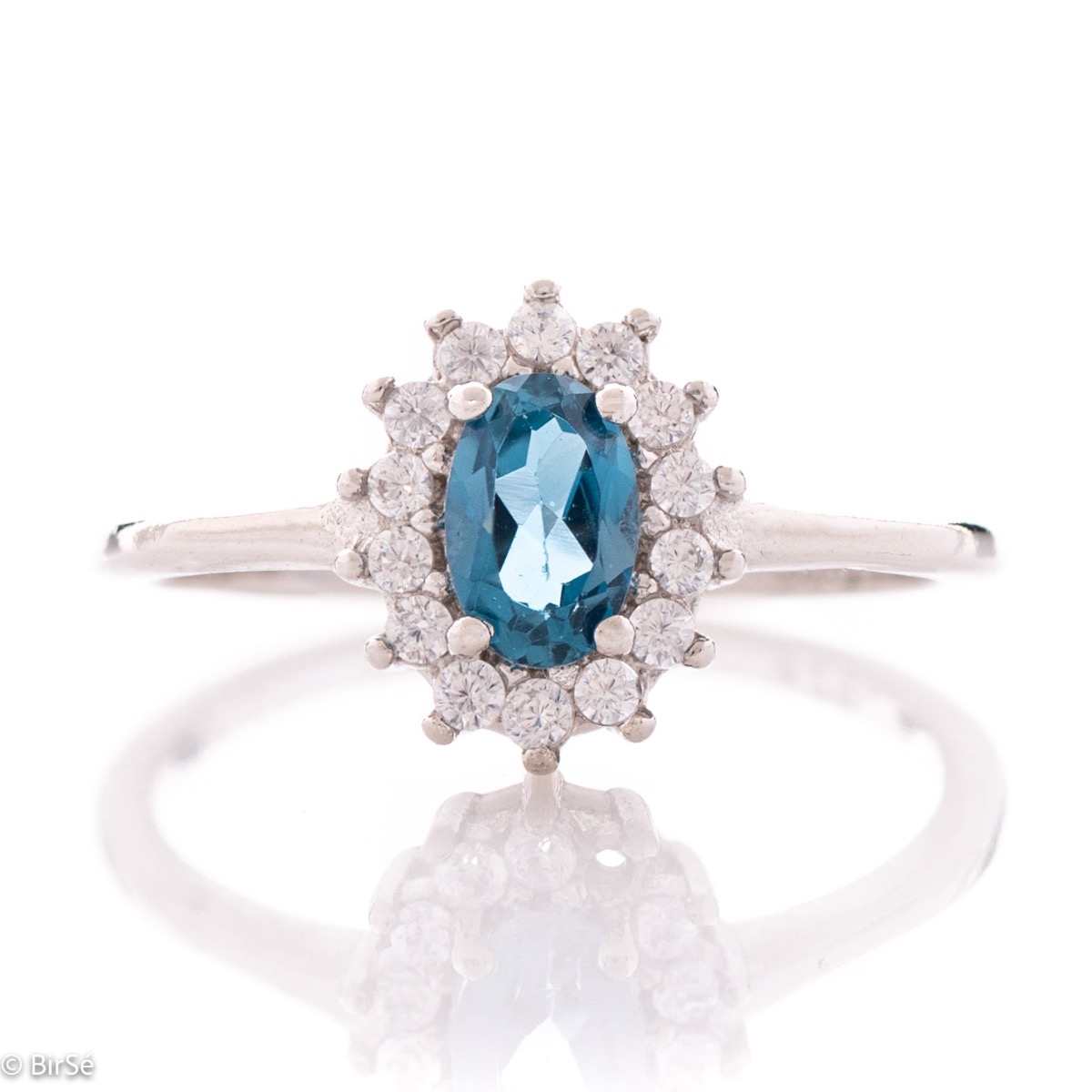 Silver Solitaire Ring with Natural London topaz