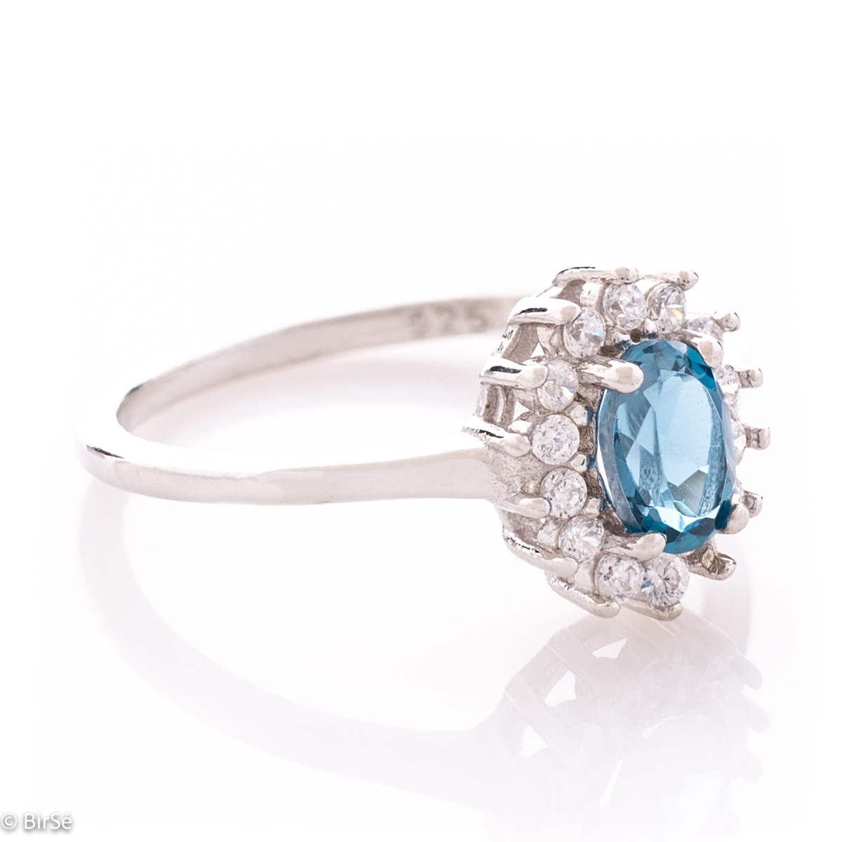 Silver Solitaire Ring with Natural London topaz