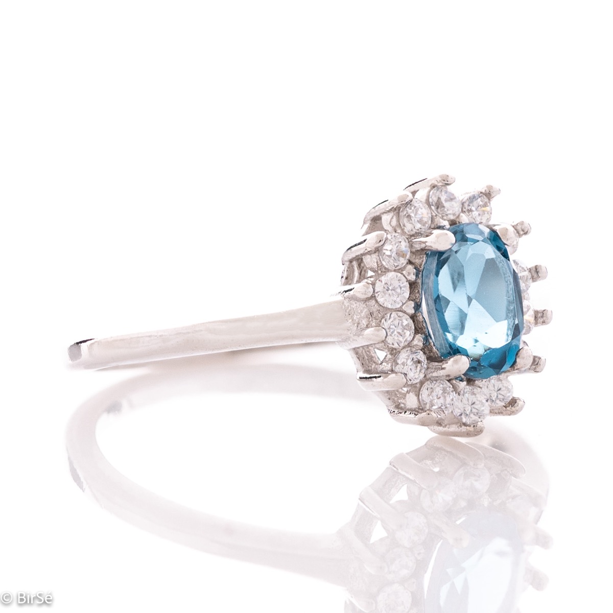 Silver Solitaire Ring with Natural London topaz