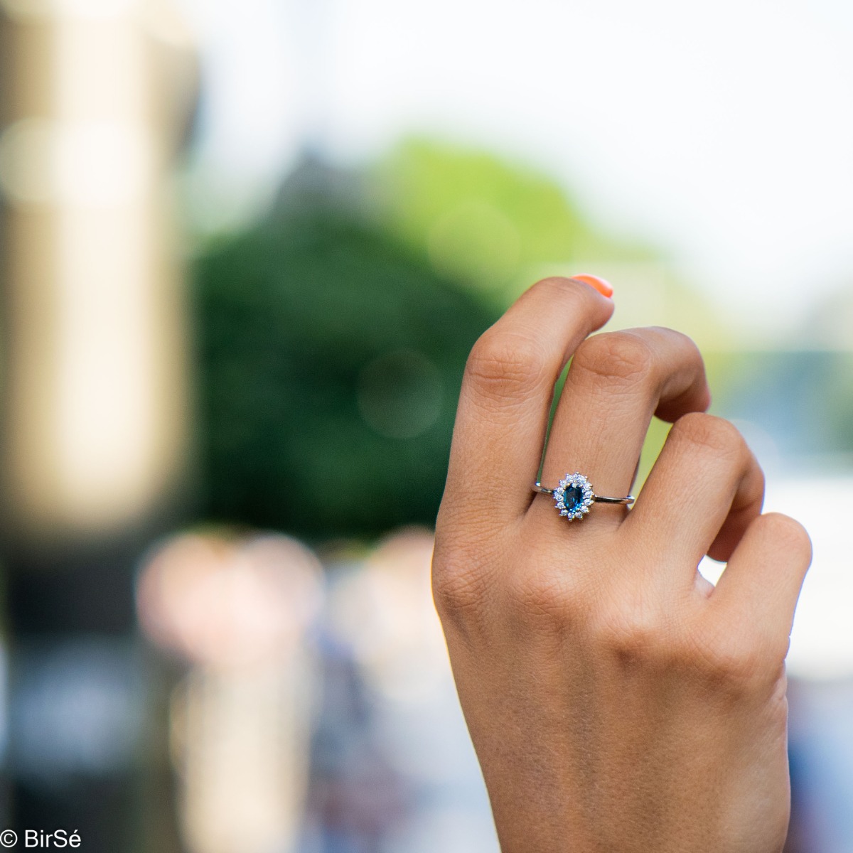 Silver Solitaire Ring with Natural London topaz