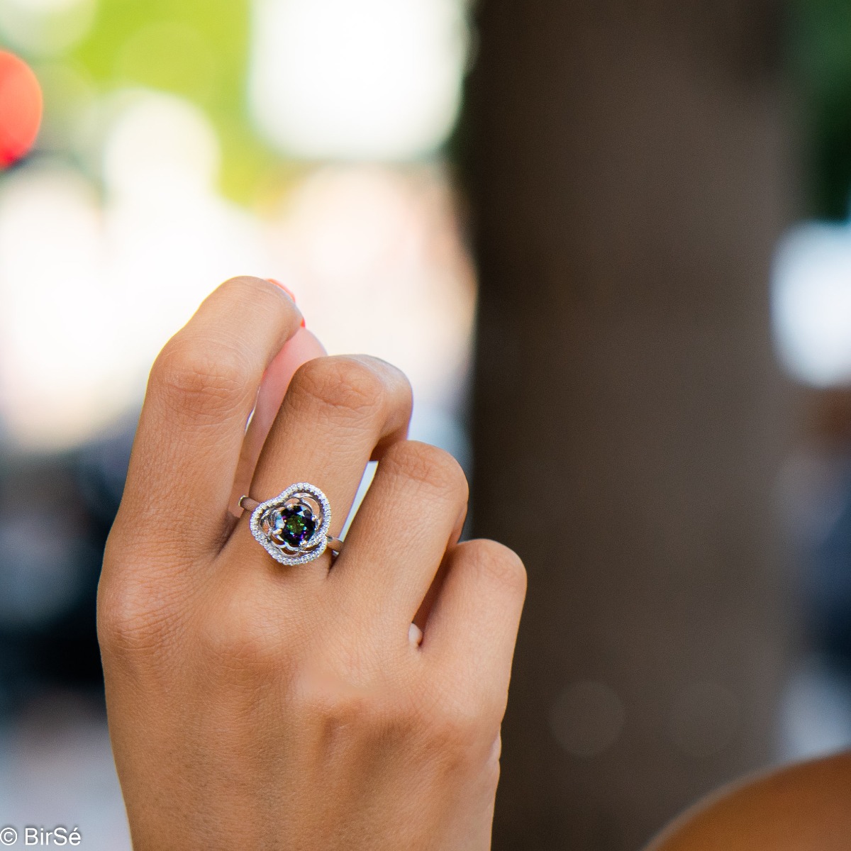 Silver Ring - Rose Natural mystic topaz 1,55 ct