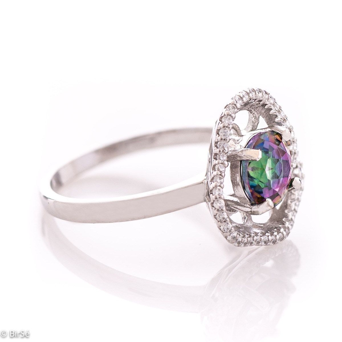 Silver Ring - Rose Natural mystic topaz 1,55 ct