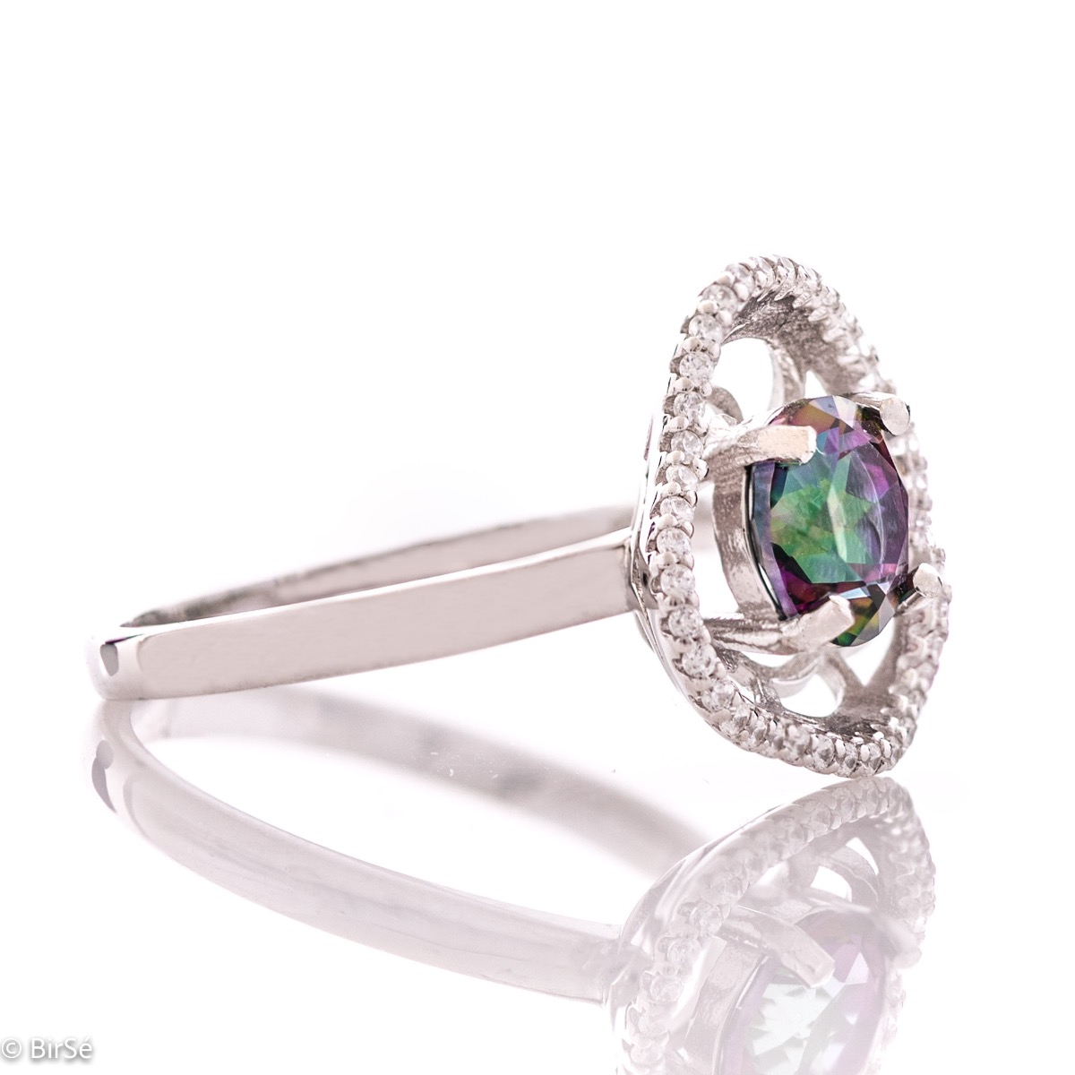 Silver Ring - Rose Natural mystic topaz 1,55 ct