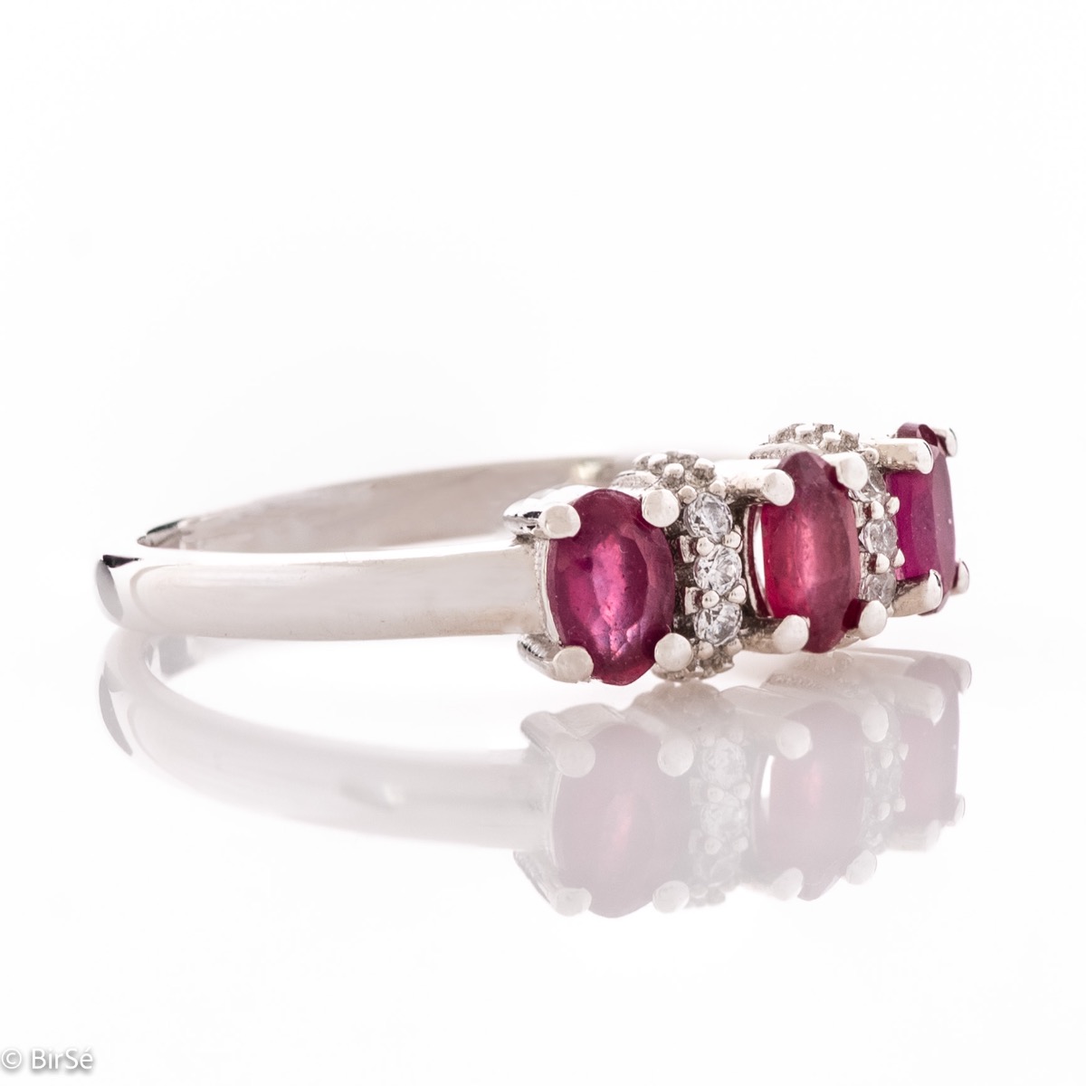 Silver Ring - Natural Rubies