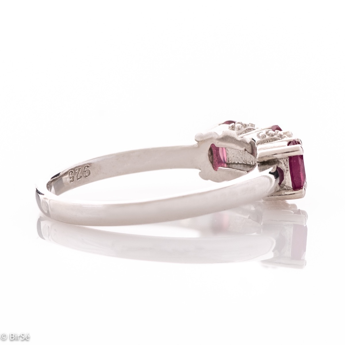 Silver Ring - Natural Rubies