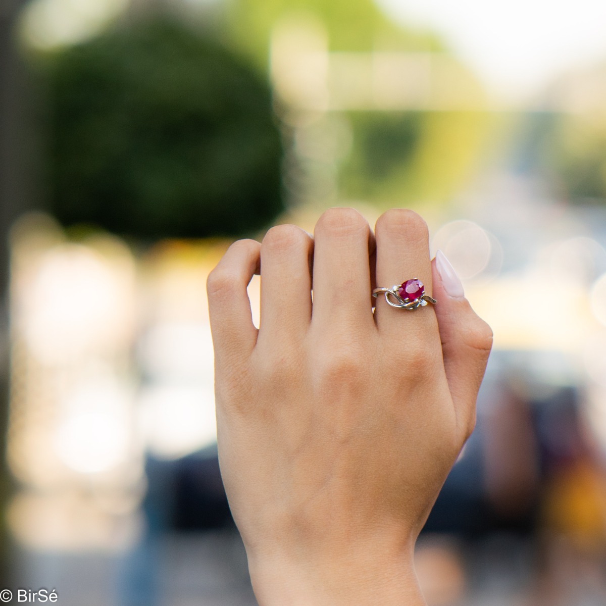 Silver ring - Natural ruby 1,06 ct.