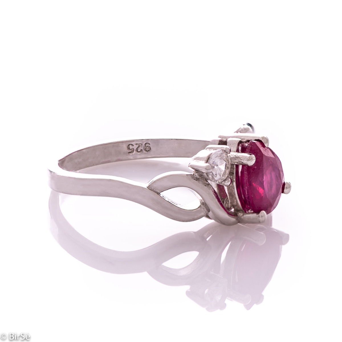 Silver ring - Natural ruby 1,00 ct.