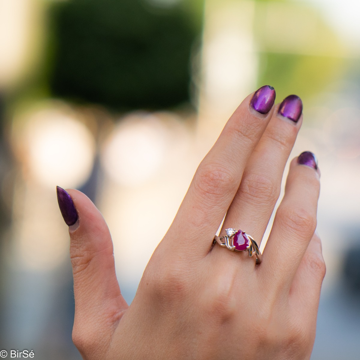 Silver ring - Natural ruby 1,00 ct.