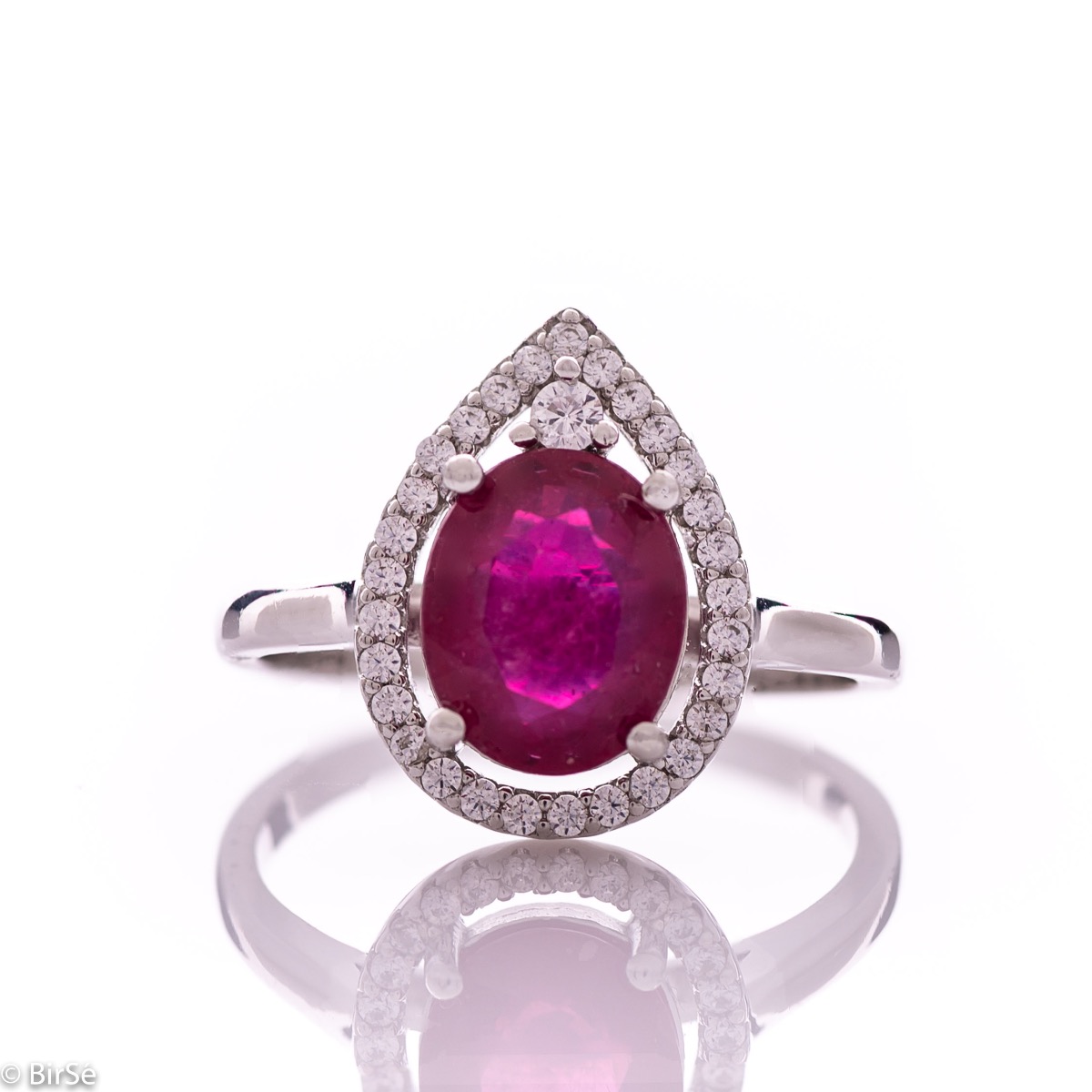 Spectacular Silver Ring with Natural Ruby and Zircons