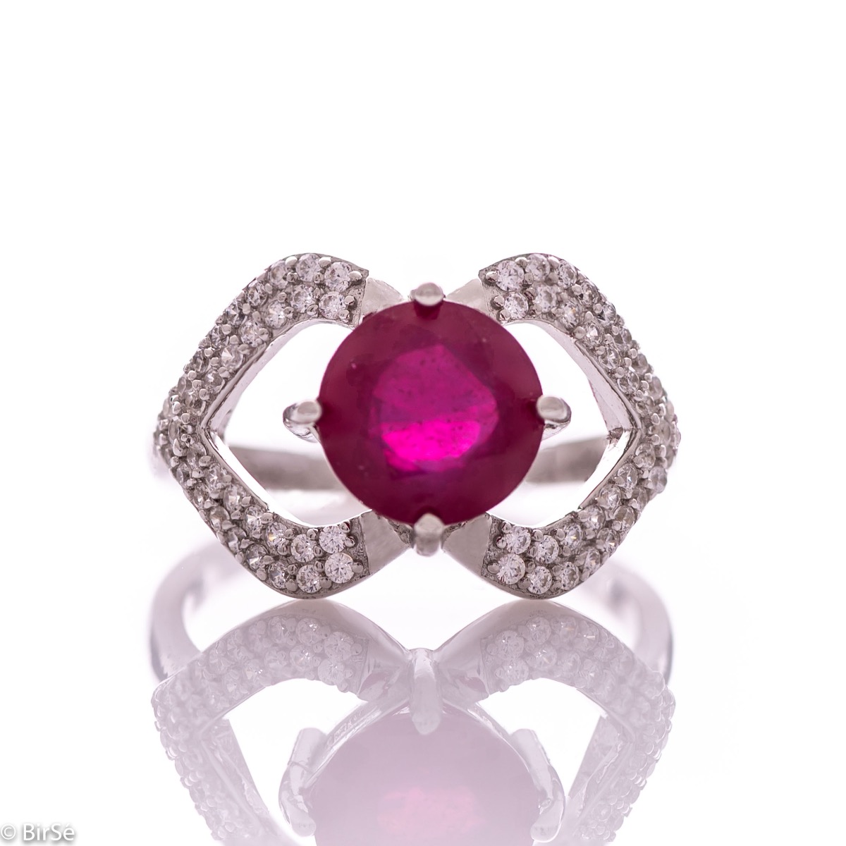 Spectacular Silver Ring with Natural Ruby and Zircons