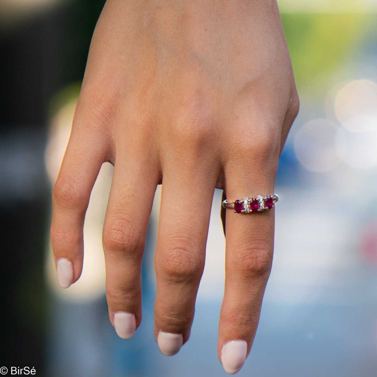 Silver Ring - Natural Rubies