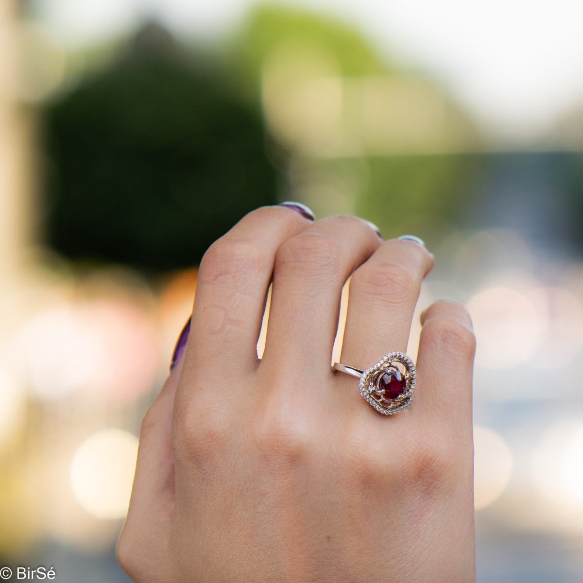 Silver Ring - Natural ruby 1,60 ct