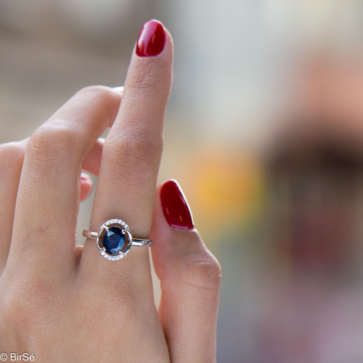 Silver ring - Natural Sapphire 1,00 ct.