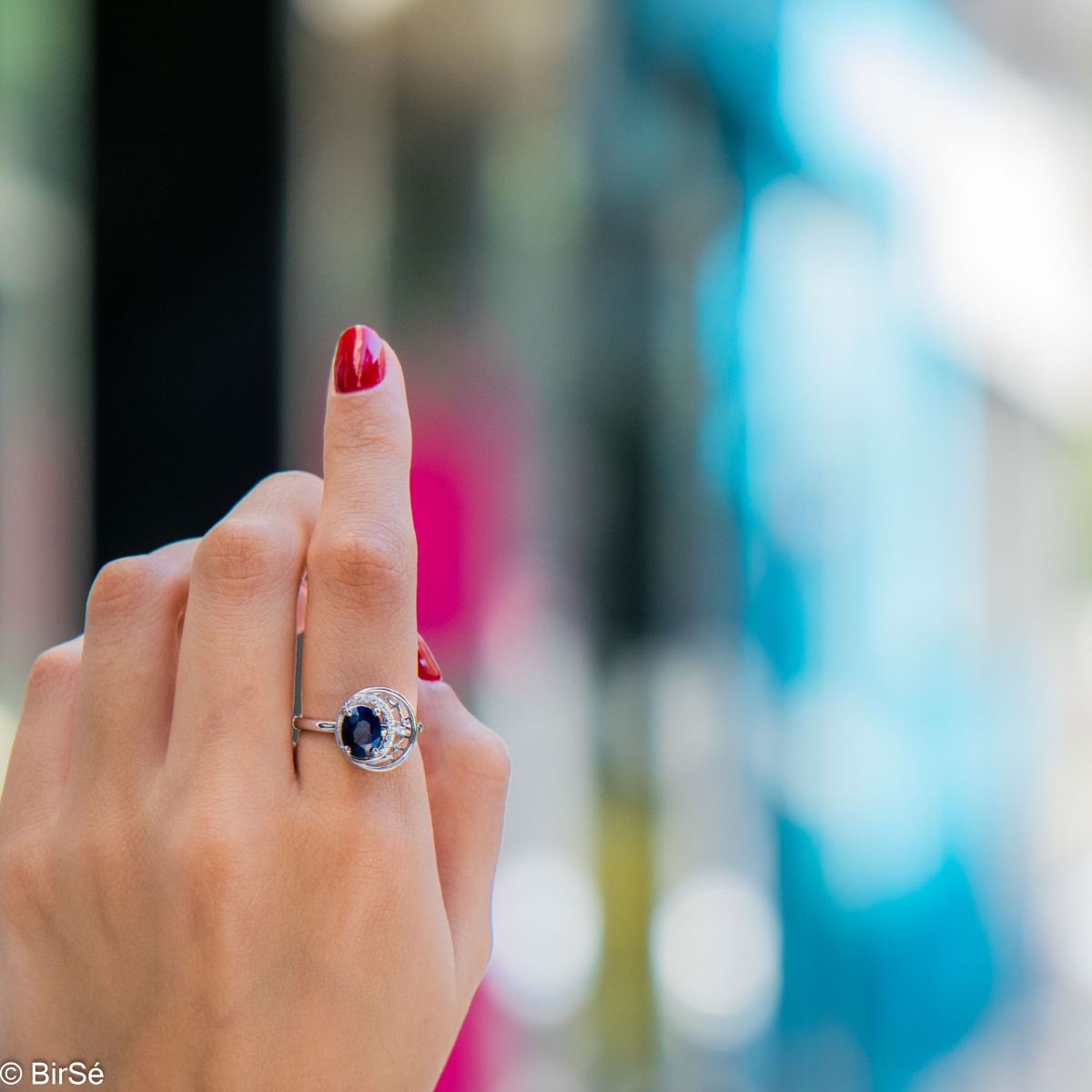 Silver ring - Natural Sapphire 1,55 ct.