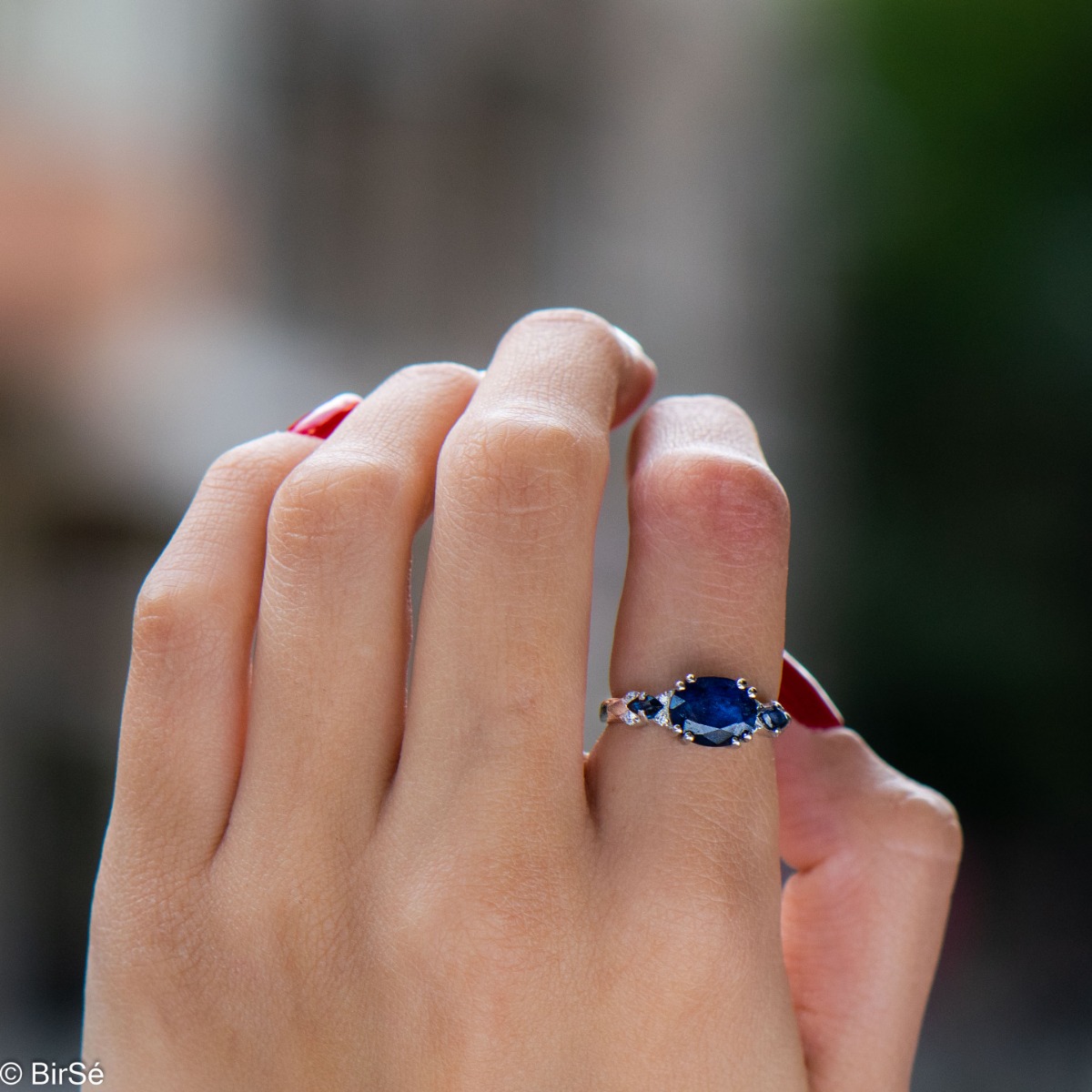 Silver ring - Natural Sapphire 2,46 ct.