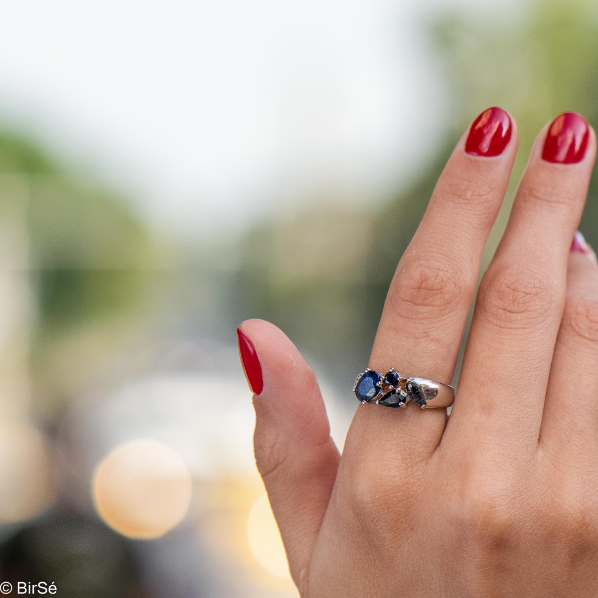 Silver ring - Natural Sapphire 1,80 ct.