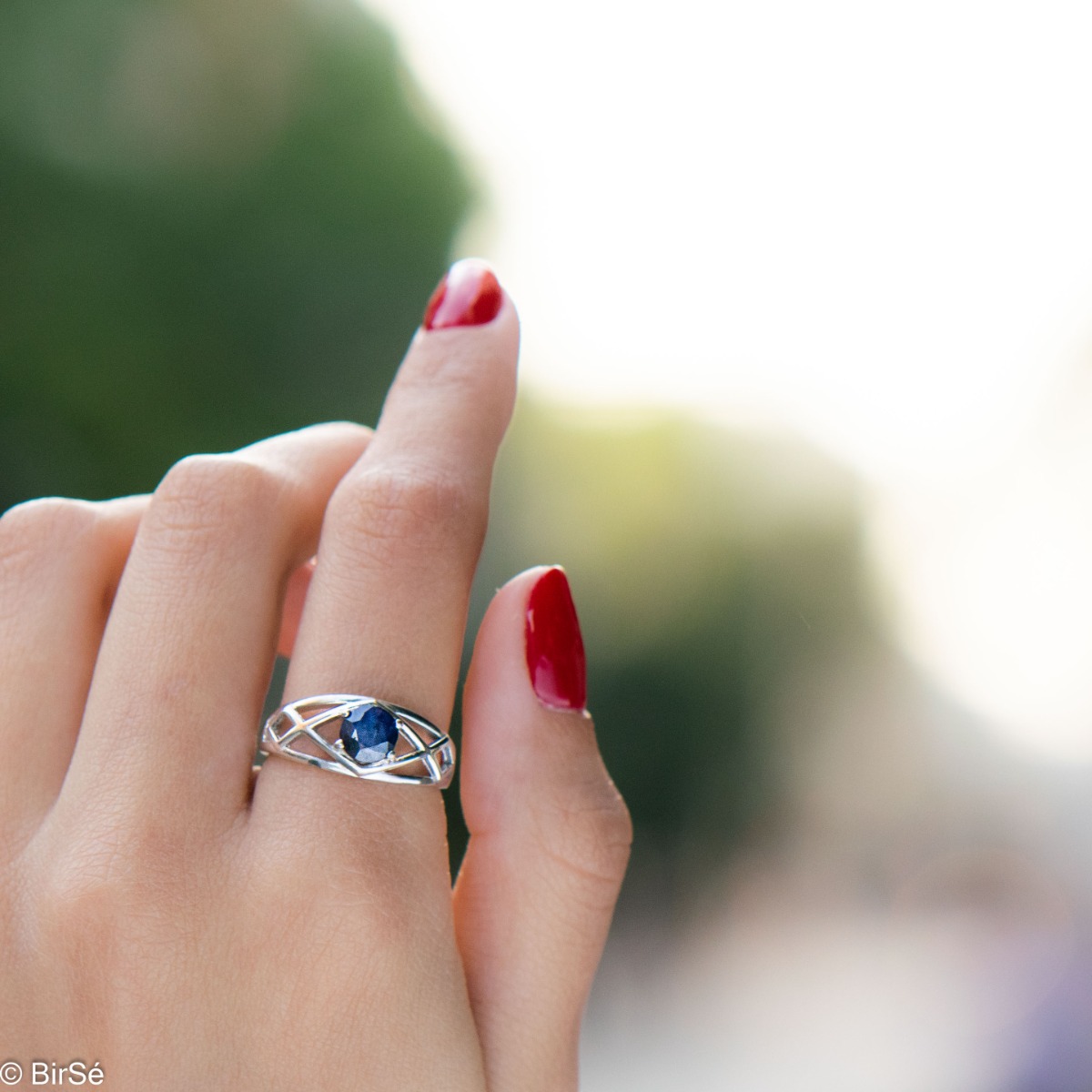 Silver Ring - Natural Sapphire 1,05 ct.