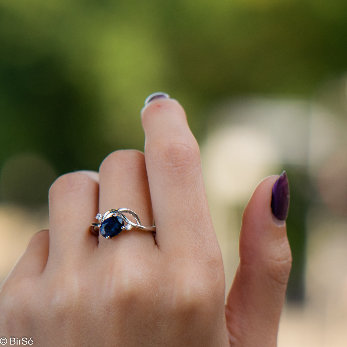 Silver ring - Natural sapphire 1,00 ct.