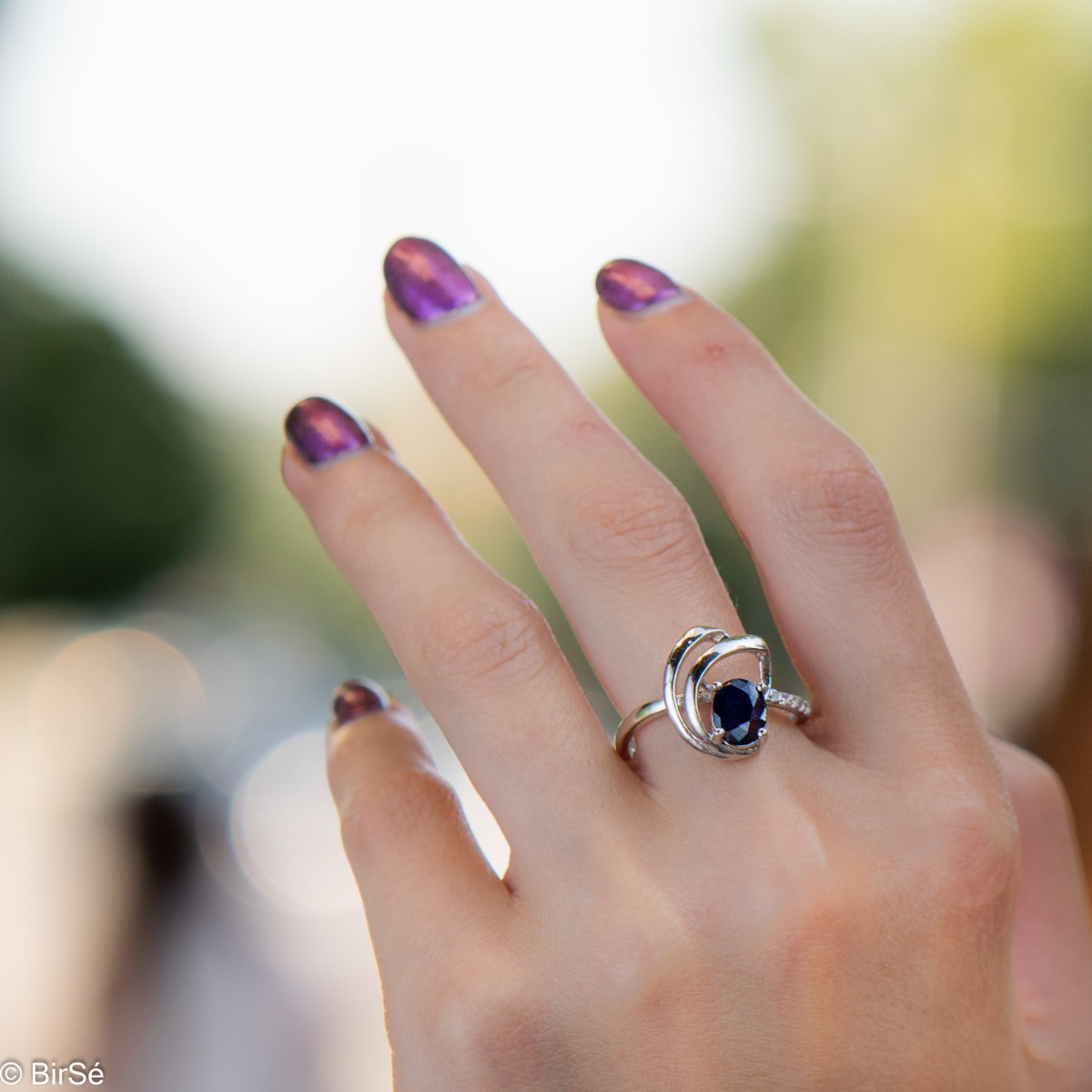 Silver ring - Natural sapphire 1,55 ct.