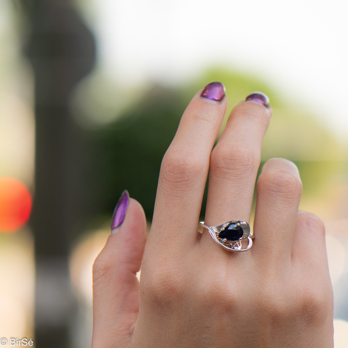 Silver ring - Natural sapphire 1,00 ct. 