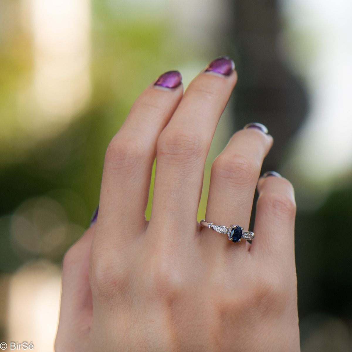 Silver ring - Natural sapphire 0,60 ct.