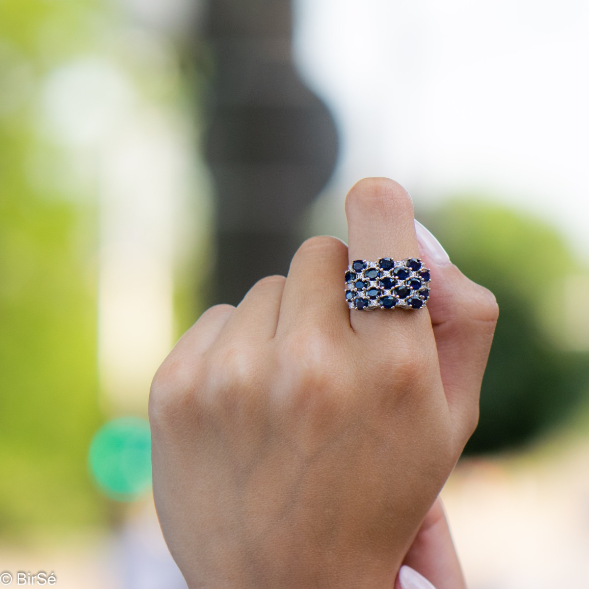 Silver ring - Natural sapphire 5,95 ct.