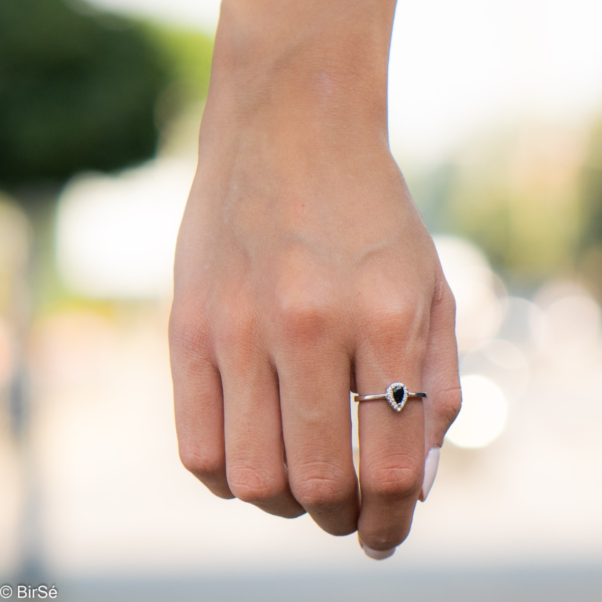 Silver ring - Natural sapphire 0,30 ct.