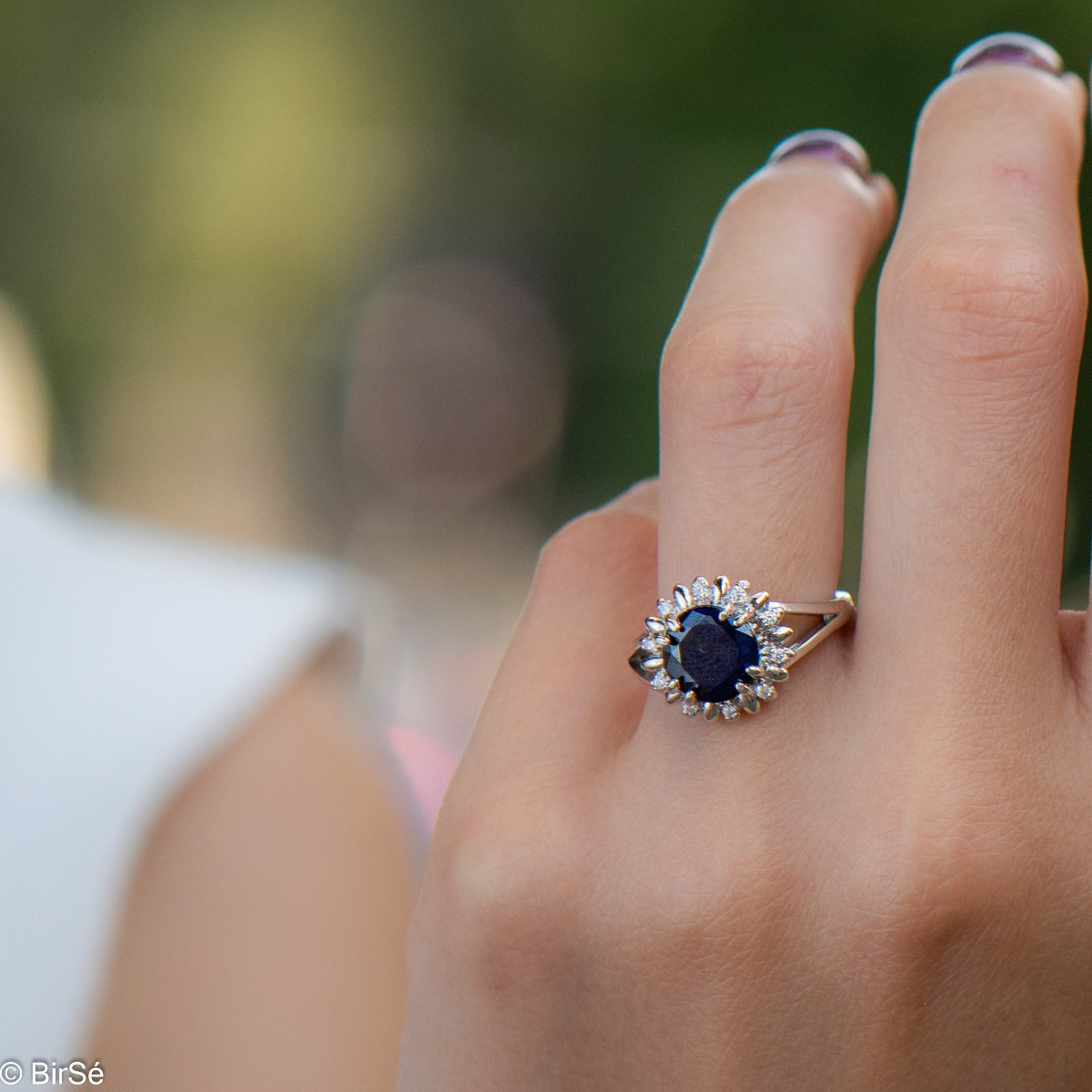 Silver ring - Natural sapphire 2,25 ct