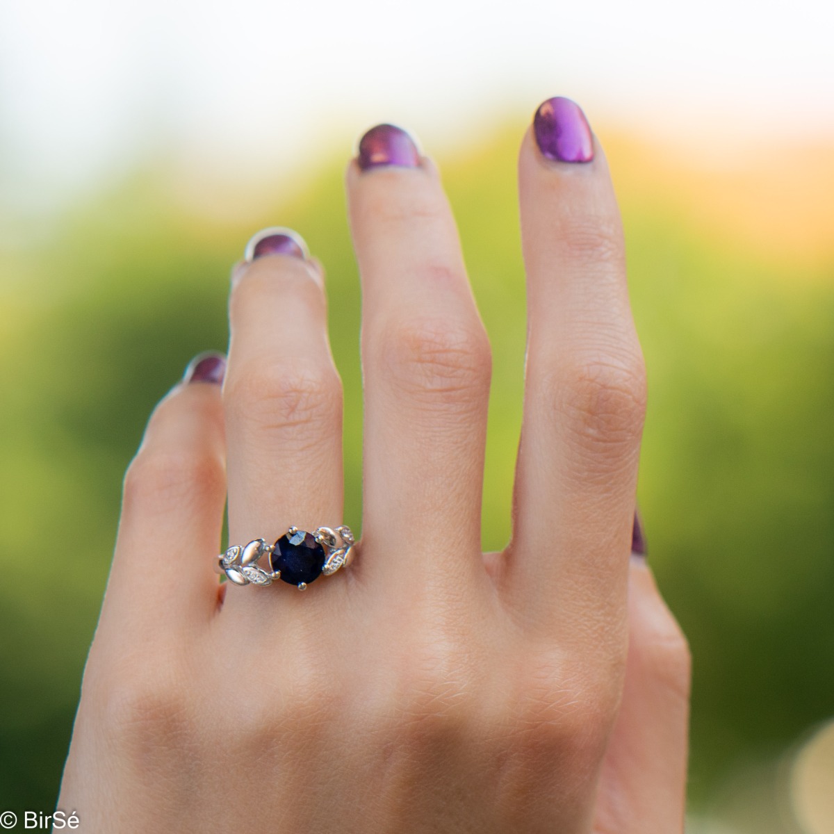 Silver ring - Natural sapphire 1,05 ct.