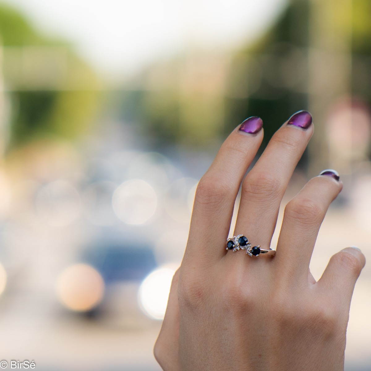 Silver ring - Natural sapphire 1,02 ct.