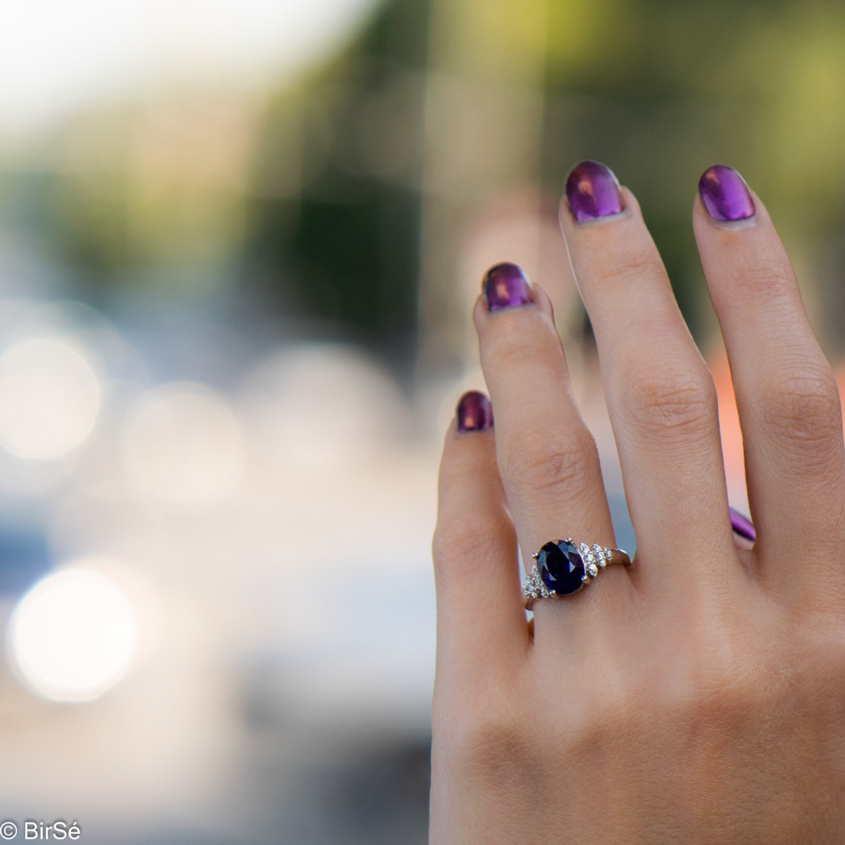 Silver ring - Natural sapphire 2.20 ct