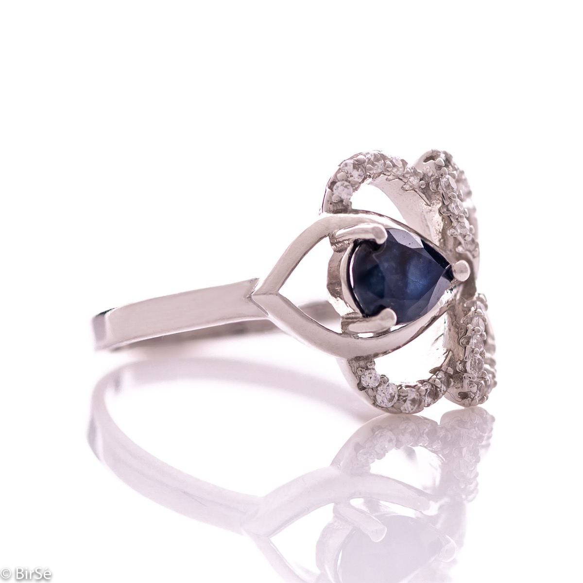 Silver ring - Natural sapphire 0,75 ct