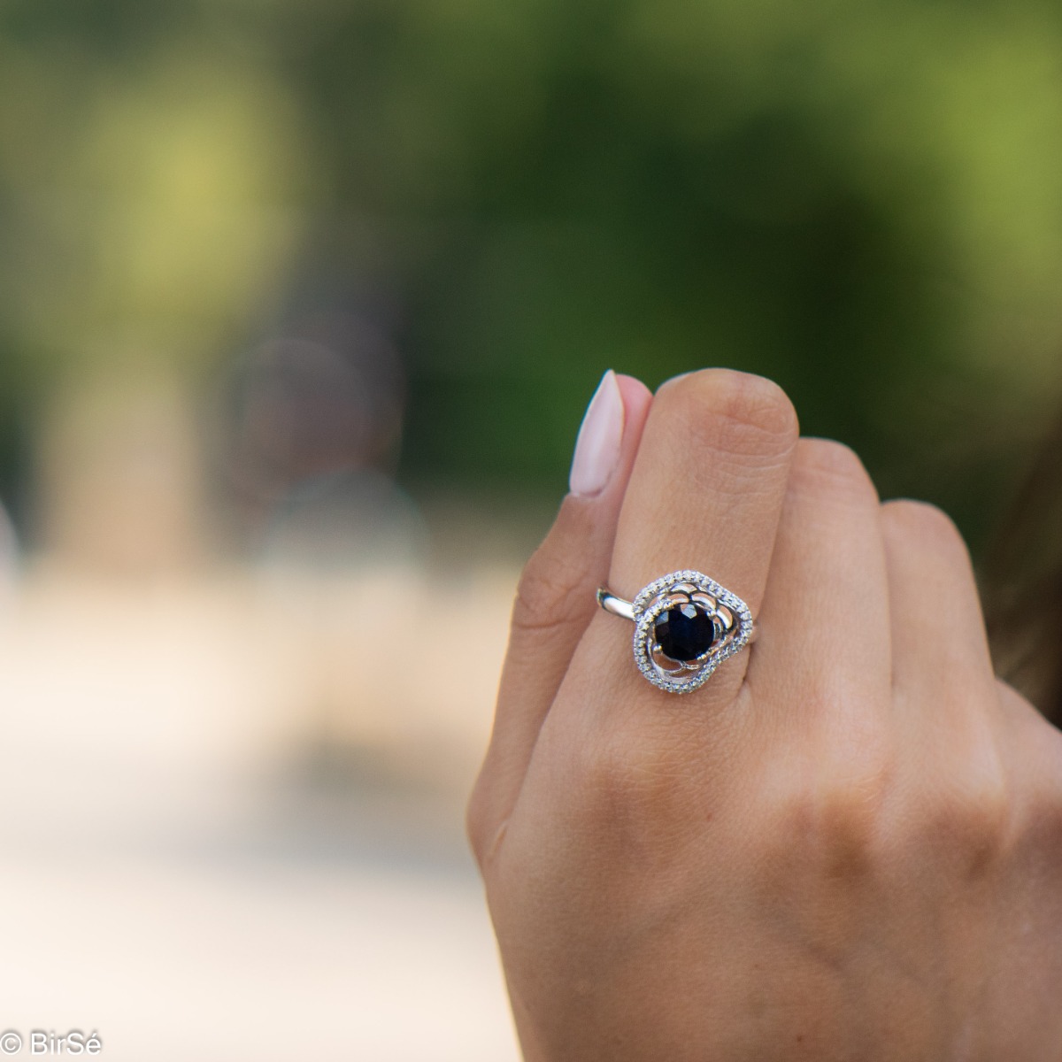 Silver ring - Natural sapphire 1,60 ct