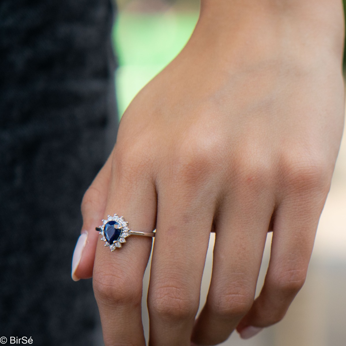 Silver ring - Natural Sapphire 0,75 ct.