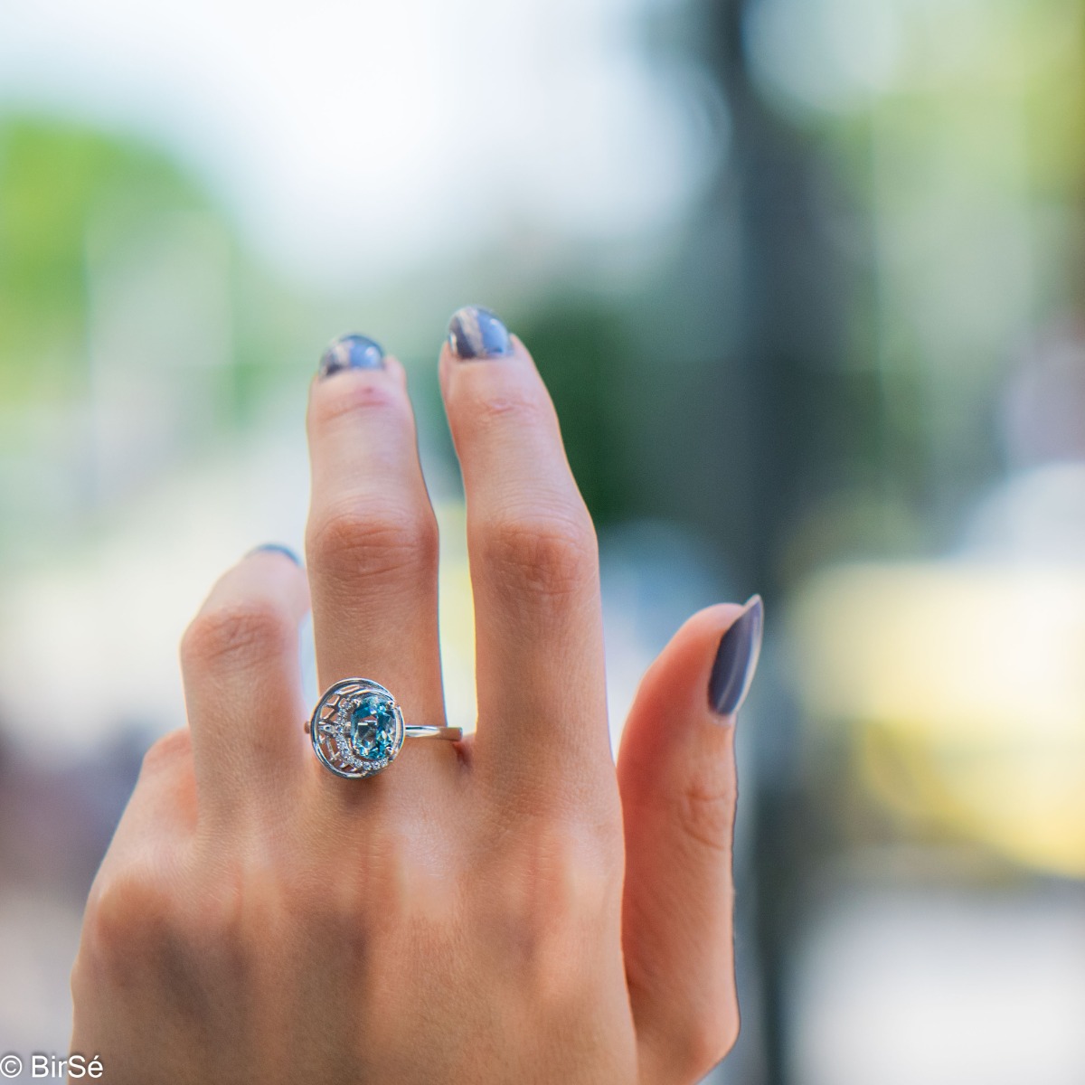 Silver ring - Natural Blue Topaz 1,60 ct.